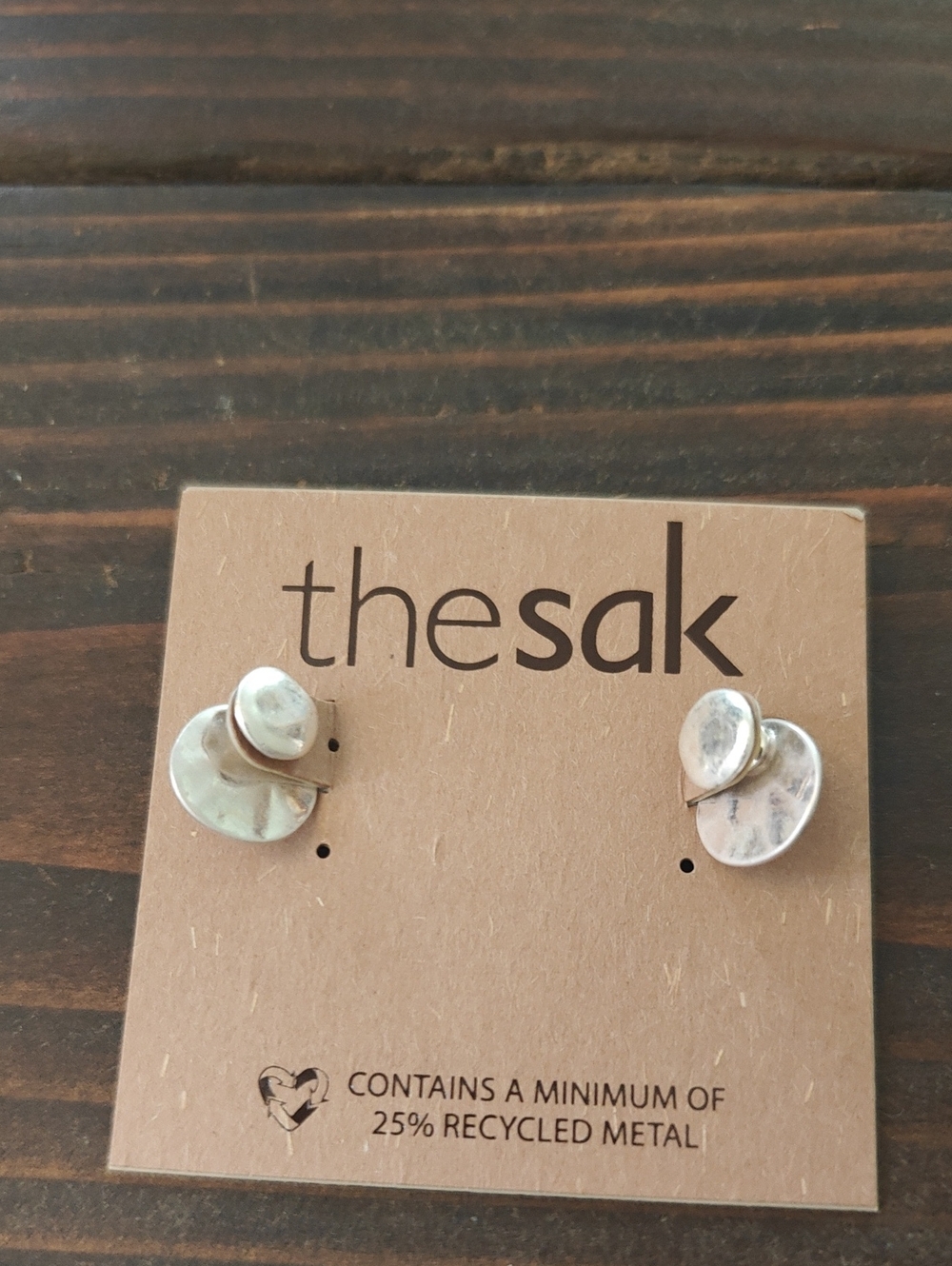 the sak Silver Double Disc Stud Earrings - Layered Metallic Discs AA22 6781